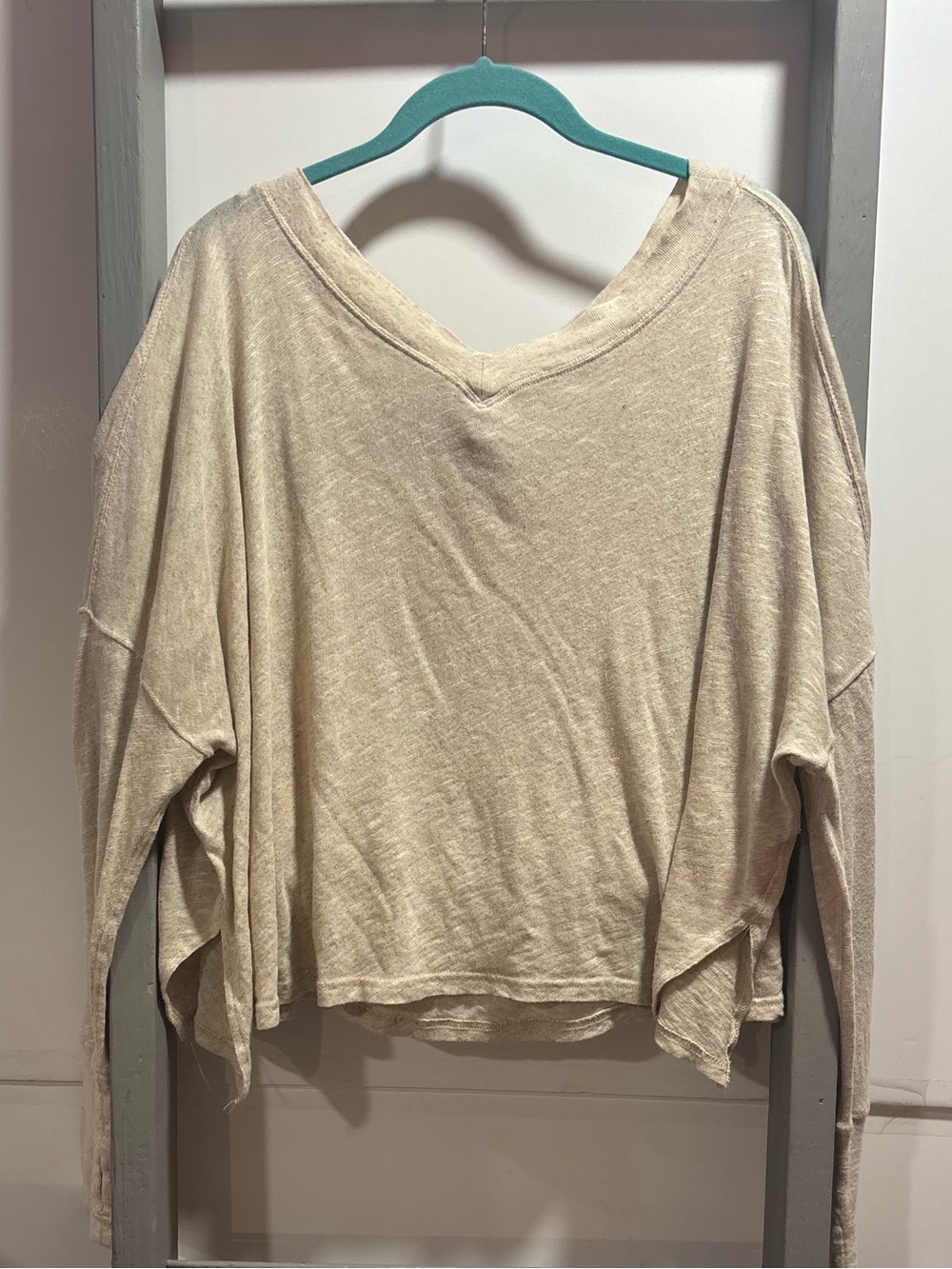 FP Movement, lightweight long sleeve tee, linen, natural, yoga, oversized, boho